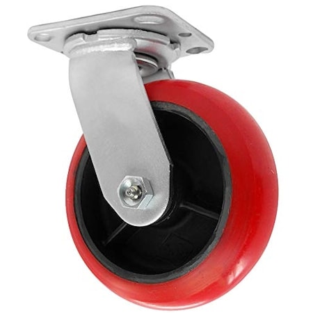 Casterhq 4"X 2" Medium Duty Crown Polyurethane ON Iron Wheel, Swivel Caster 8 MD4X2SPIR1